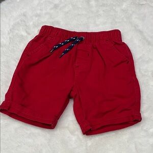 Red Kids Pull-On Shorts with Navy Drawstring